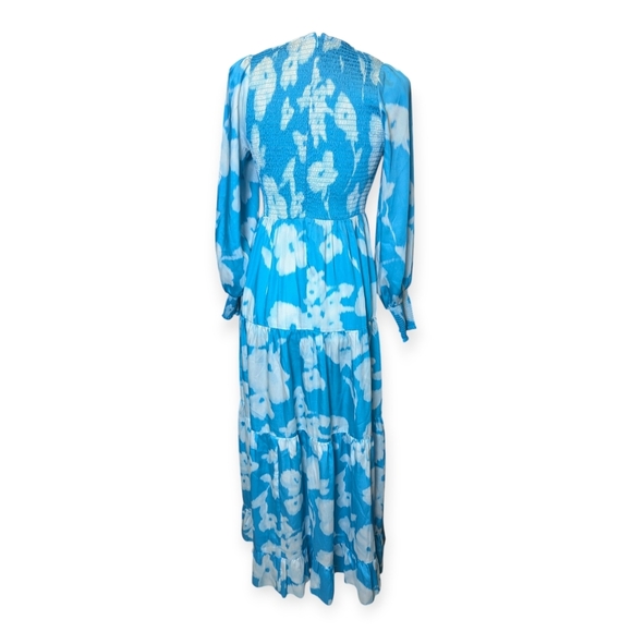 Tuckernuck Maxi Dress Libby Watercolor Modest Turquoise And White Size Small - Picture 4 of 12